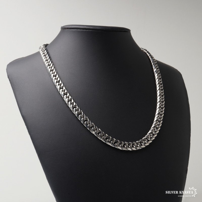 ステンレス ダブル喜平ネックレス チェーンネックレス メンズネックレス 6面カット 幅8mm 50cm 60cm シルバー 中折れ式 定番 人気 存在感 男性 金属アレルギー対応