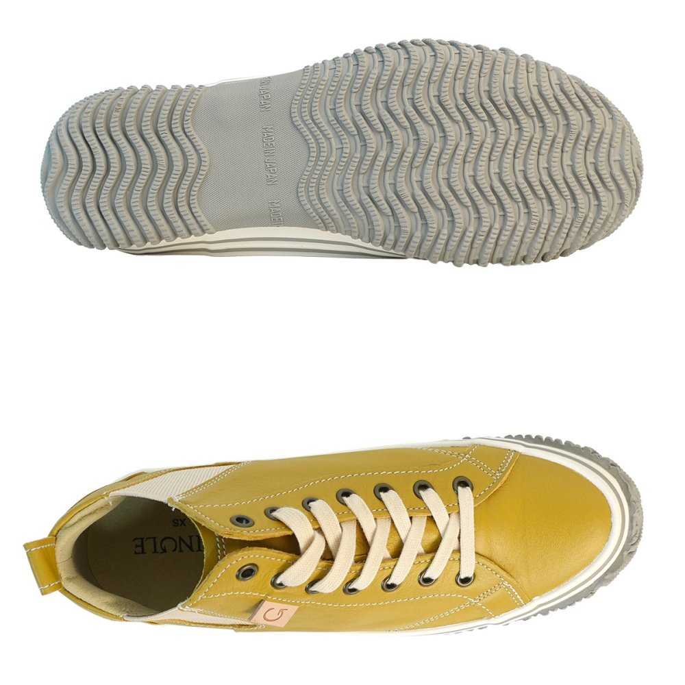 SPINGLE スピングル スニーカー SP-442 マスタード カンガルーレザー ミドルカット サイドゴア SPINGLE MOVE 母の日 父の日