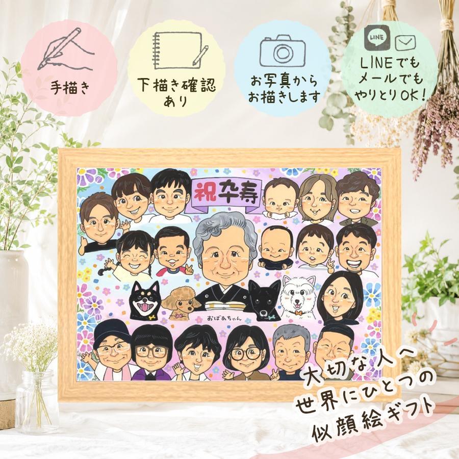 誕生日のお祝いに、似顔絵なら思い出が大盛りになります。 贈り物 似顔絵 卒寿 ギフト 名入れ プレゼント 手描き 誕生日 記念日 お祝い 白寿 長寿 大人数 祖父母 ご両親 孫 名入れ 修正無料 下書き確認 そっくり 喜ばれる サプライズ 似てる 長寿 卒寿祝い 宝物 90歳 贈答品 キレイ 応援 ホワイトデー 披露宴 同窓会 還暦祝い 喜寿祝い バレンタインデー カラフル 長寿祝い 二次会 感動