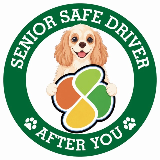カーサイン 高齢者マーク SENIOR SAFE DRIVER アメリカンコッカースパニエル ステッカー シール 直径13cm 肉球 日本製 車
