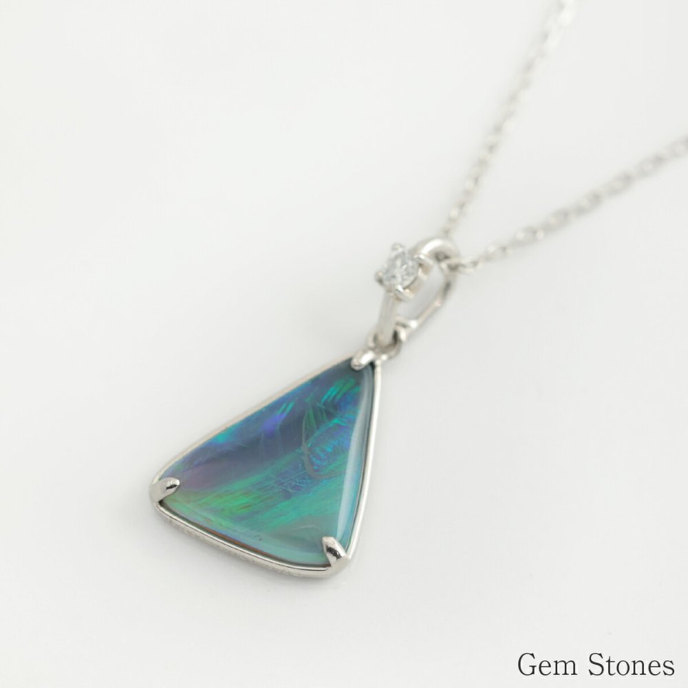上質 ブラックオパール ネックレス 1.080ct ダイヤモンド プラチナ Pt900 ペンダント シンプル エレガント 上品 レディース 宝石 ダイヤ 一粒 一石 ジュエリー 10月 誕生石 プレゼント
