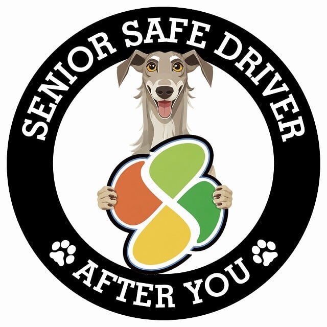 カーサイン 高齢者マーク SENIOR SAFE DRIVER ディアハウンド ステッカー シール 直径13cm 肉球 日本製 車