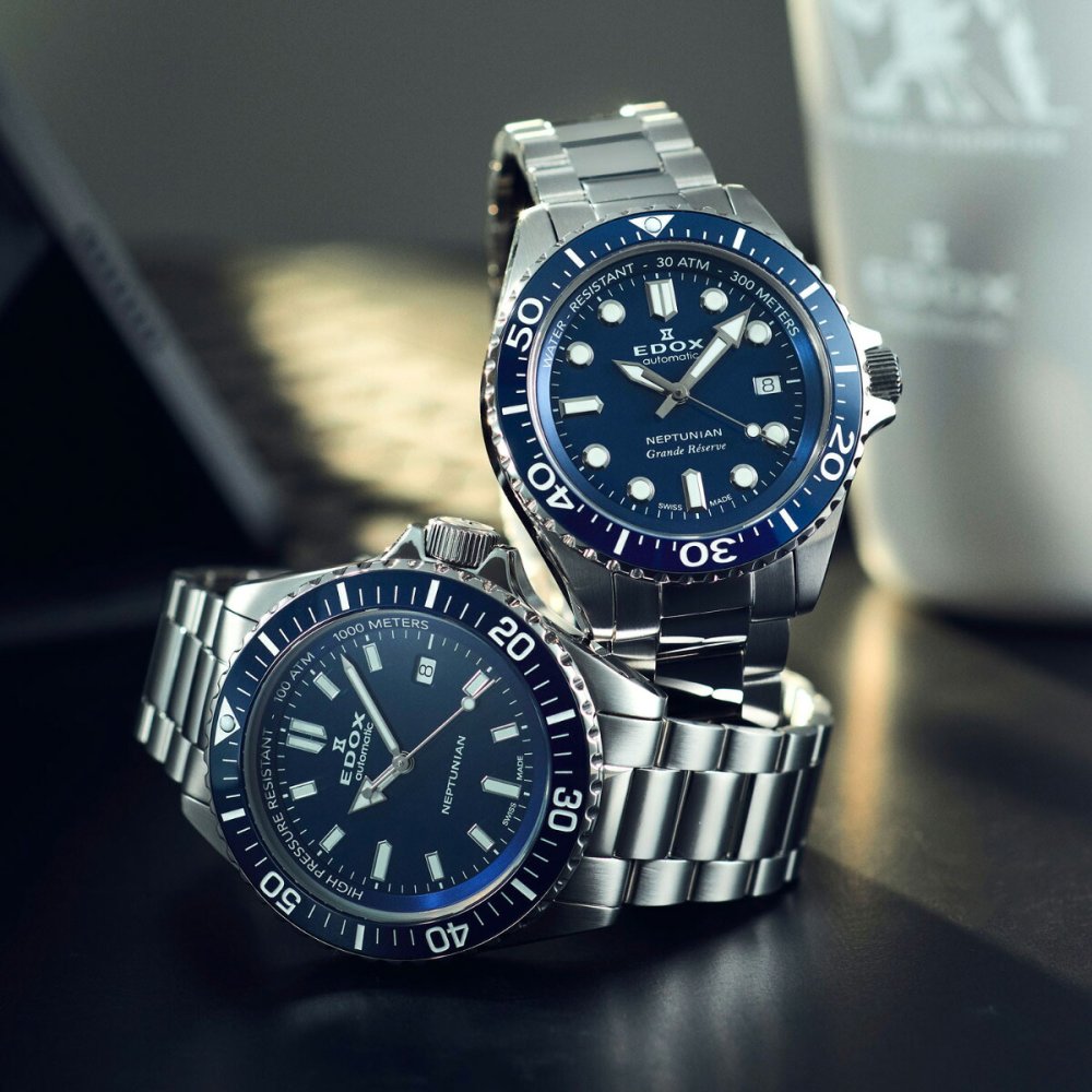 エドックス EDOX ネプチュニアン グランデ リザーブ デイト オートマティック 腕時計 メンズ 自動巻き ダイバーズウォッチ 80801-3BUM-BUIN NEPTUNIAN