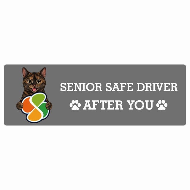 カーサイン 高齢者マーク SENIOR SAFE DRIVER サビ（べっ甲） ステッカー シール 長方形 20x6.7cm 肉球 日本製 車