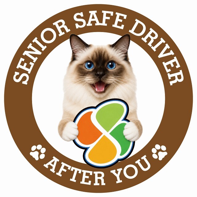 カーサイン 高齢者マーク SENIOR SAFE DRIVER バーマン ステッカー シール 直径13cm 肉球 日本製 車