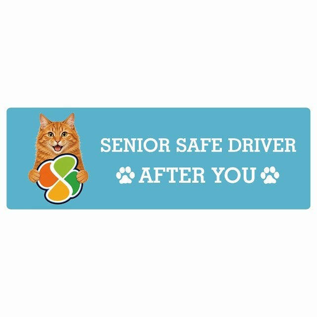 カーサイン 高齢者マーク SENIOR SAFE DRIVER アメリカンボブテイル ステッカー シール 長方形 15x5cm 肉球 日本製 車
