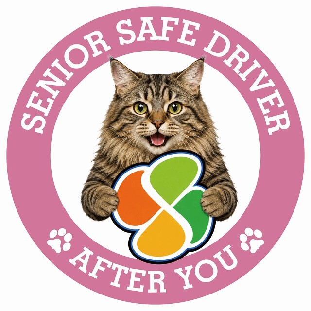 カーサイン 高齢者マーク SENIOR SAFE DRIVER クリリアンボブテイル ステッカー シール 直径13cm 肉球 日本製 車