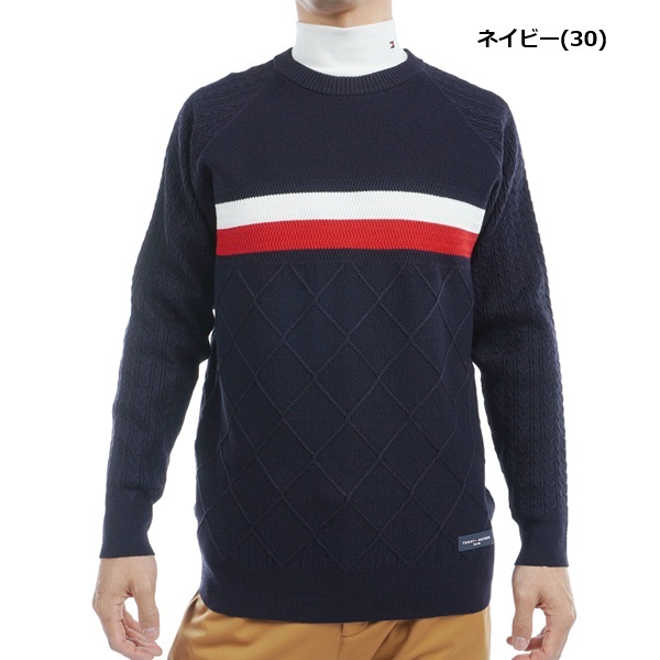 トミーヒルフィガー ゴルフ メンズ シグネチャーストライプ クルーネックセーター TOMMY HILFIGER GOLF THMA473 秋冬モデル お誕生日祝い お祝い 記念品 お父さん 父の日 彼氏 男性 30代 40代 50代 60代  還暦祝い 敬老の日 人気プレゼント プレゼント