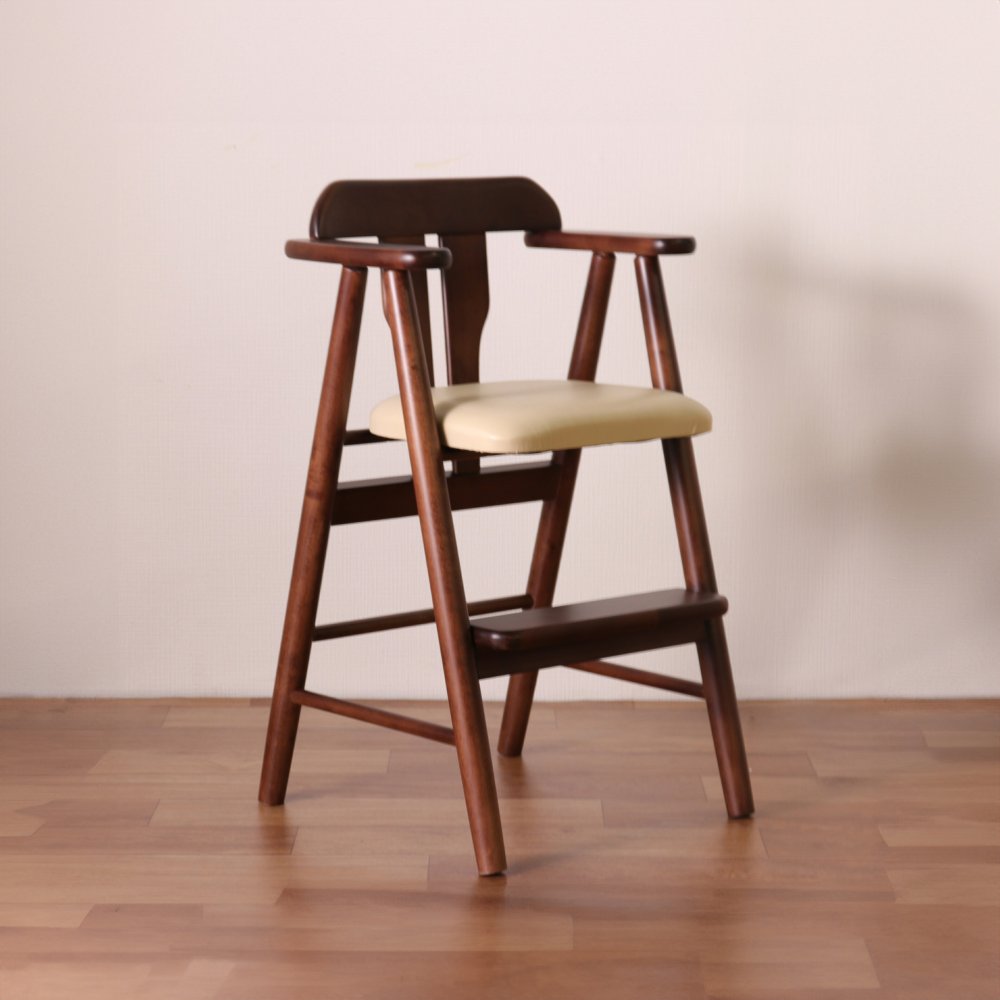 ベビーチェア 完成品 天然木 ライトブラウン・ダークブラウン W44xD44xH72.5cm・座面高49cm・足乗せ高26cm 子供椅子 キッズチェア 木製 ライトブラウン ダークブラウン おしゃれ