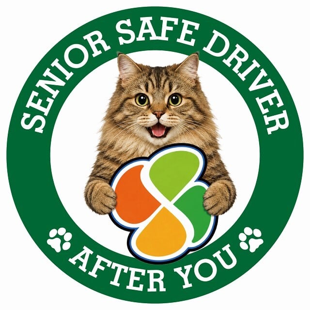 カーサイン 高齢者マーク SENIOR SAFE DRIVER サイベリアン ステッカー シール 直径13cm 肉球 日本製 車