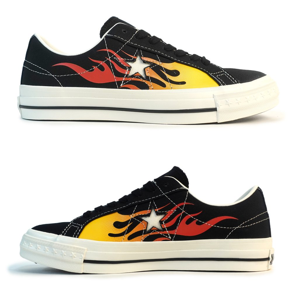 コンバース CONVERSE スニーカー メンズ レディース ローカット キャンバス ワンスター AGED IGNT ブラック/レッドフレイム ONE STAR AGED CANVAS IGNT