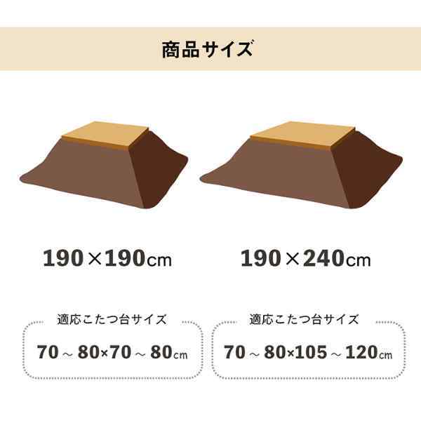 こたつ布団 正方形 チェック柄 約190×190cm