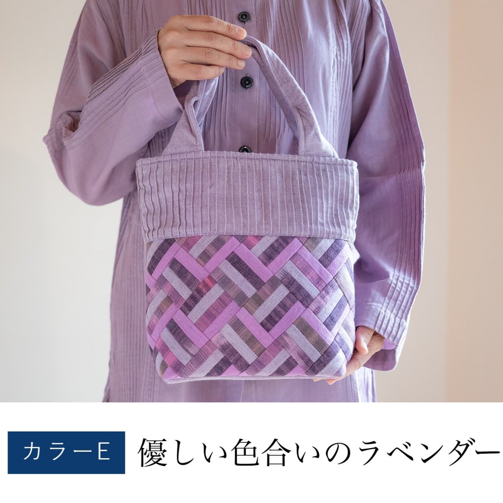母 プレゼント 細かいパッチワークのミニトートバッグ バッグ 手提げバッグ トートバッグ ハンドバッグ 祖母 おばあちゃん 義母 お母さん 母親 60代 70代 80代 90代 シニア 誕生日プレゼント 誕生日 母の日 敬老の日 木綿 綿 コットン 軽量 手染め 手織り