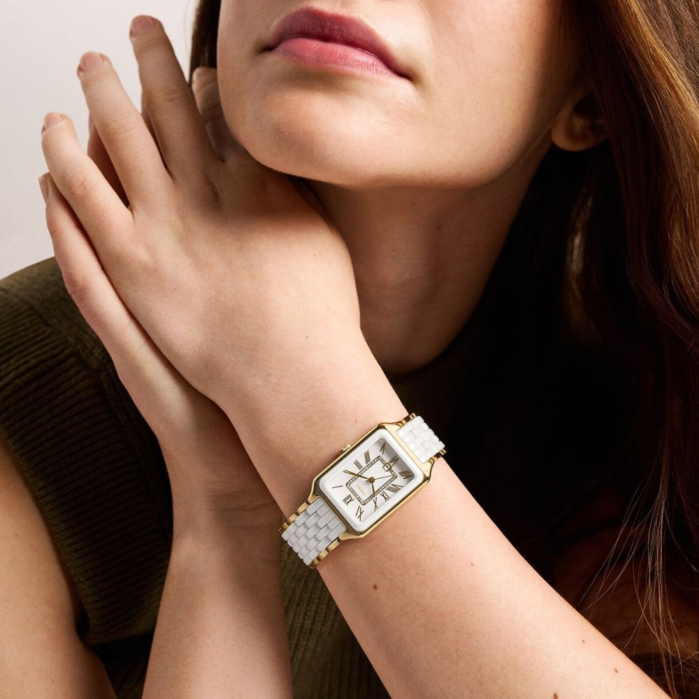 フォッシル FOSSIL 腕時計 レディース RAQUEL デイト アナログ ステンレススチール＆ホワイトセラミック ウォッチ CE1136【2026 新作】