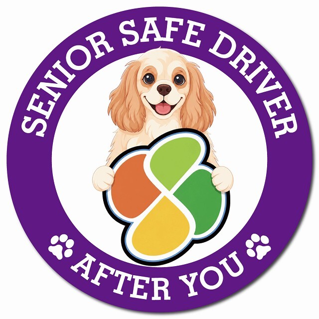 カーサイン 高齢者マーク SENIOR SAFE DRIVER アメリカンコッカースパニエル マグネット 強力 直径13cm 肉球 日本製 車 ステッカー