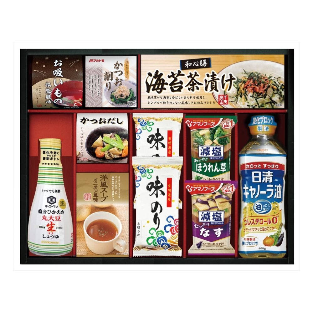 日清キャノーラ油 アマノフーズ バラエティ ギフトセット 計11点入 調味料 みそ汁 詰め合わせ かつおパック【北海道・沖縄県・離島 配送不可】