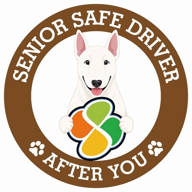 カーサイン 高齢者マーク SENIOR SAFE DRIVER ブルテリア ステッカー シール 直径13cm 肉球 日本製 車