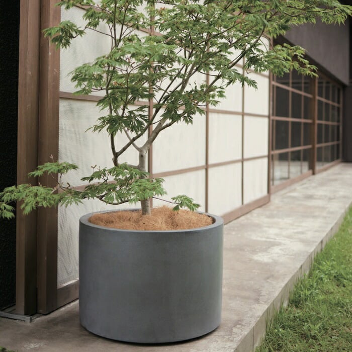 植木鉢 おしゃれ 大型 30号 23号 円柱 筒型 丸 低い KONTON コントン マグナス ミドルシリンダー ファイバーポリストーン 軽量 底穴あり 屋外 S M グレー ブラック 観葉植物 多肉植物 シンボルツリー 北欧 和モダン モダン ナチュラル プランター ベランダ 玄関