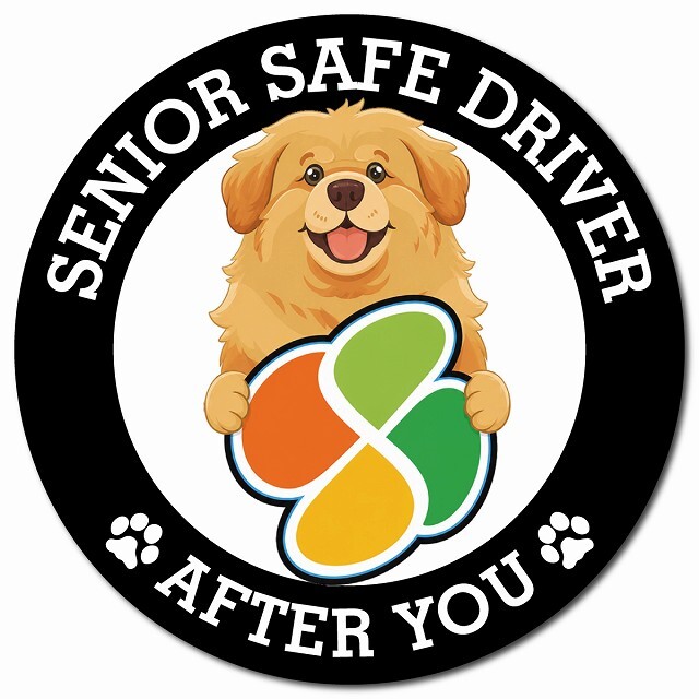 カーサイン 高齢者マーク SENIOR SAFE DRIVER チベタンマスティフ マグネット 強力 直径13cm 肉球 日本製 車 ステッカー