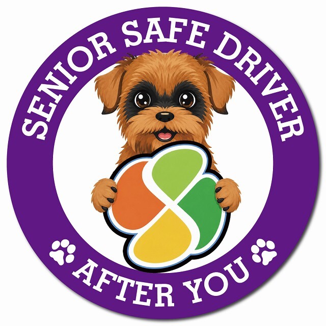 カーサイン 高齢者マーク SENIOR SAFE DRIVER ブリュッセルグリフォン マグネット 強力 直径13cm 肉球 日本製 車 ステッカー