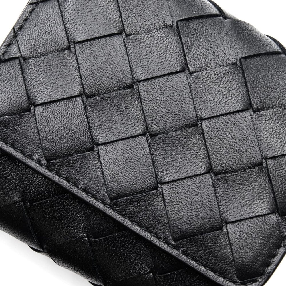 ボッテガヴェネタ 三つ折り財布 イントレチャート ミニ財布 コンパクト レザー 小銭入れ付き メンズ レディース ブラック 黒 BOTTEGA VENETA 776033 V3UH1 8425