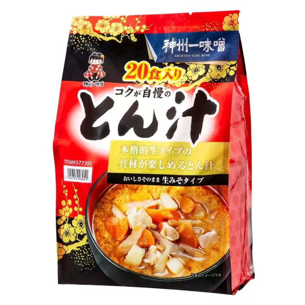 神州一味噌とん汁　生みそタイプ　20食入　豚肉と6種野菜　即席みそ汁　#577393
