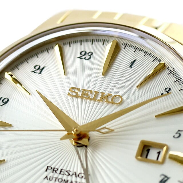 セイコー プレザージュ Cocktail Time 自動巻き 腕時計 ブランド メンズ SEIKO PRESAGE HCB004J アナログ ホワイト ゴールド 白 日本製