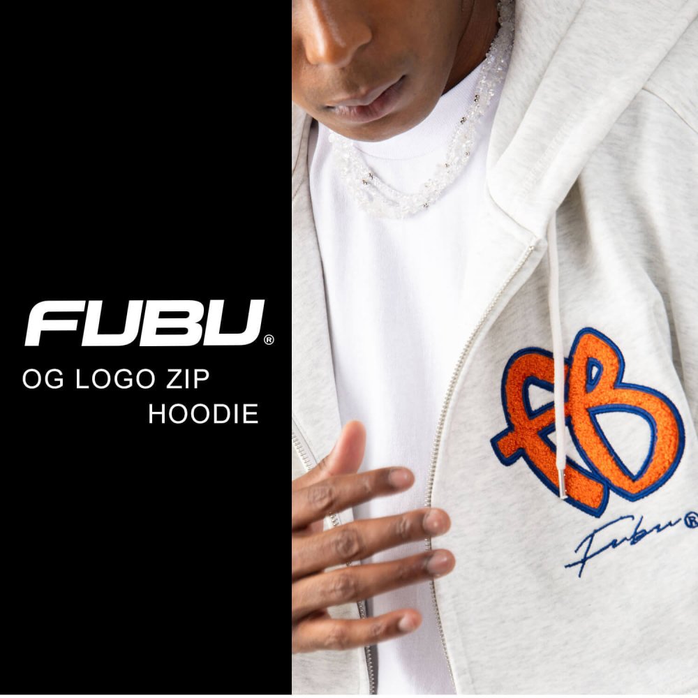 FUBU フブ パーカー メンズ レディース fam-62705 OGロゴ ジップ フーディー フルジップ ジップアップ スウェット サガラ刺繍 ワッペン ビッグシルエット ストリート ヒップホップ ダンス カジュアル トップス M L XL XXL 2026FW Karlas