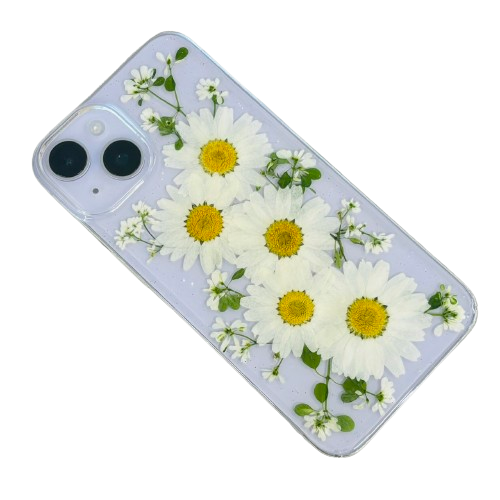 【ほぼ全機種対応スマホケース❁】押し花スマホケース NO.514（ホワイト）（着日指定不可） 押し花＆レジン iPhone/Xperia/AQUOS/Galaxy他
