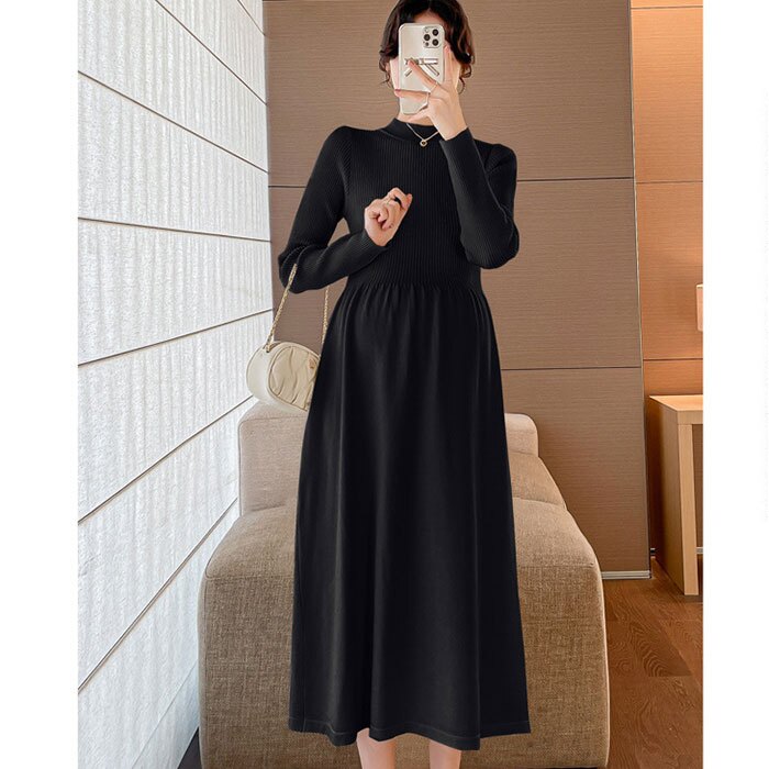 マタニティウェア 通販 マタニティ 妊婦服 プリーツワンピース 長袖ワンピース おしゃれ オシャレ ニットワンピース 上品 シンプル シンプル無地 通勤オフィス フォーマル 産前産後 お宮参り 秋冬用 おしゃれ上品 セレモニー
