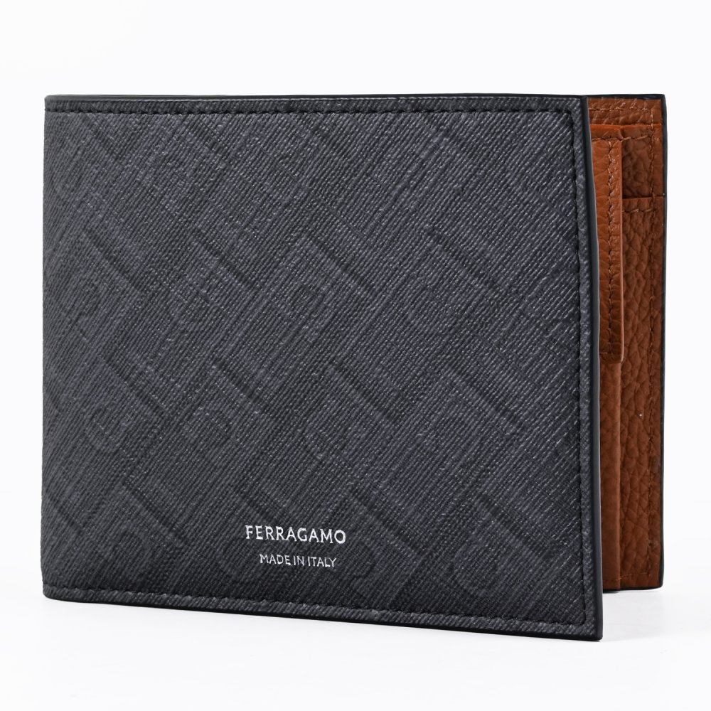 【名入れ無料】【スペシャルラッピング付き】フェラガモ Salvatore Ferragamo サルヴァトーレフェラガモ 二つ折り財布 2026AW 小銭入れ付き ウォレット モノグラム ガンチーニ メンズ ブラック ブラウン 661594 795894 004 0795894 折財布