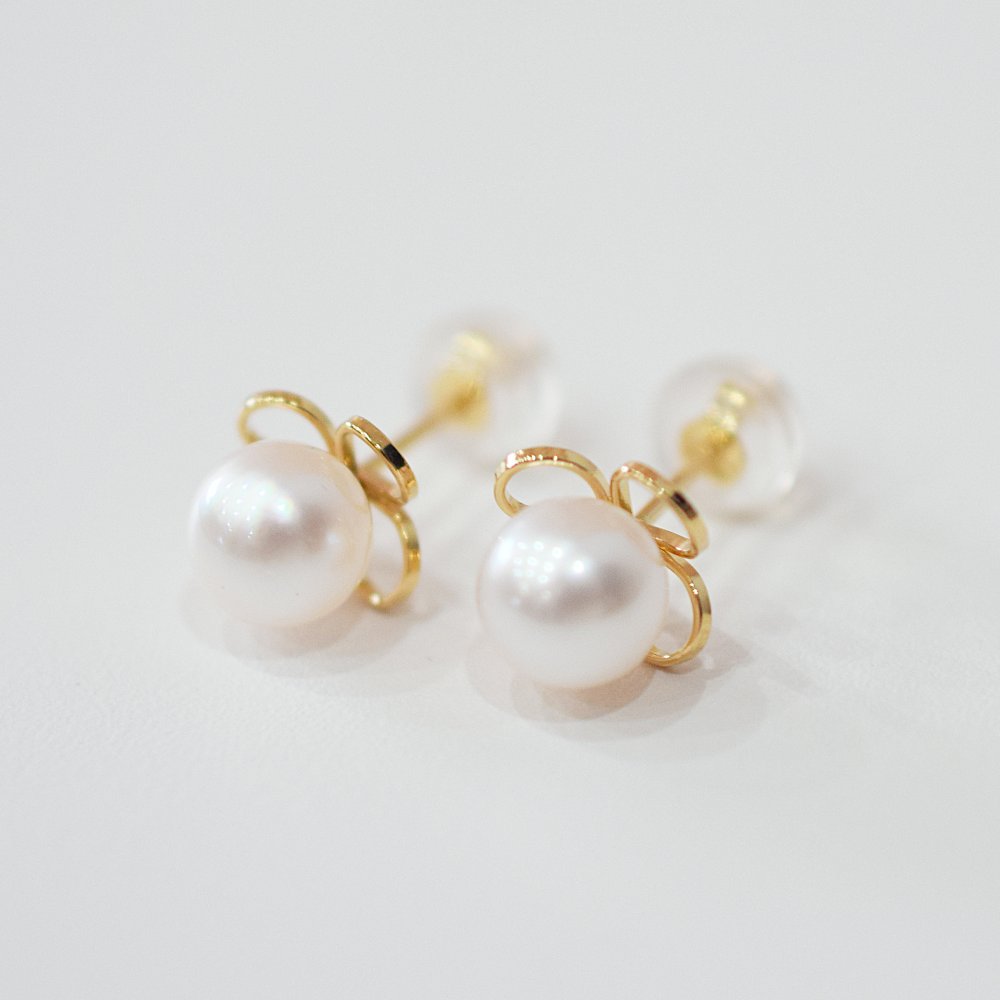 ［pearl620］6mm - 6.5mm ホワイトピンク クローバー ピアス あこや真珠