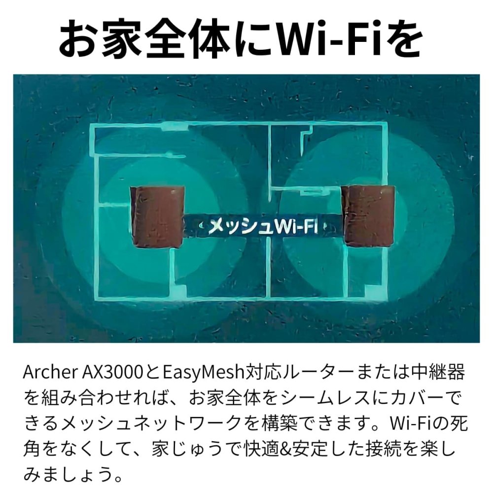 TP-Link Wi-Fi 6　ルーター AX3000 ( 2402＋574Mbps ) デュアルバンド　ギガビット　高速通信　最大接続42台