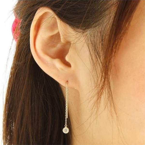 ピアス レディース K18 18金 イエローゴールド ダイヤモンド 0.2ct タルトシリーズ チェーンピアス 天然石 揺れる ジュエリー アクセサリー ギフト プレゼント