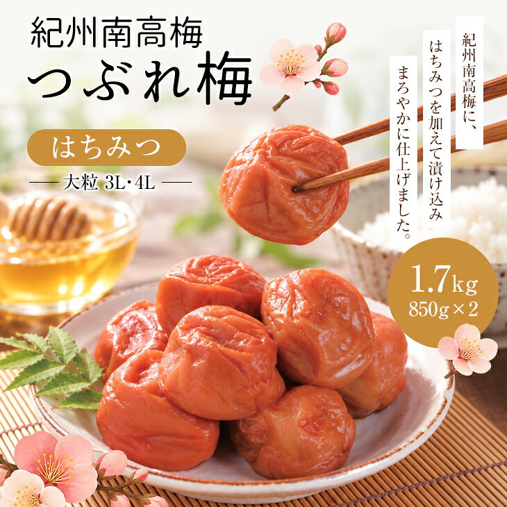 梅干し 紀州南高梅 つぶれ梅 1.7kg 850g×2パック 塩分約3% 減塩 はちみつ梅 蜂蜜 大粒 3L 4L 訳あり 紀州 和歌山県産 お徳用 果肉たっぷり ご飯のお供 ギフト