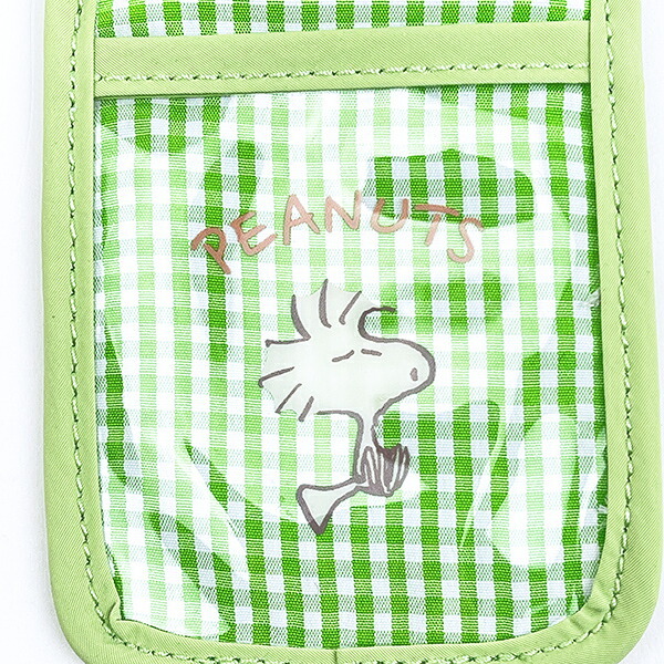 スヌーピー ウッドストック パスケース グリーン チェック 定期入れ SNOOPY