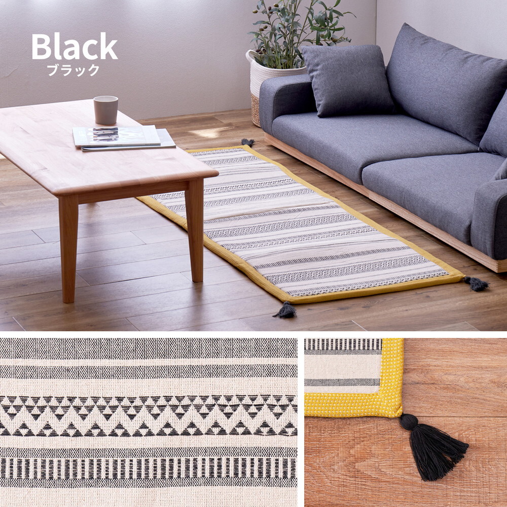 ラグ カーペット インド綿 テラ 約63×170cm ふっくら 厚手 防音 ボンディング マット