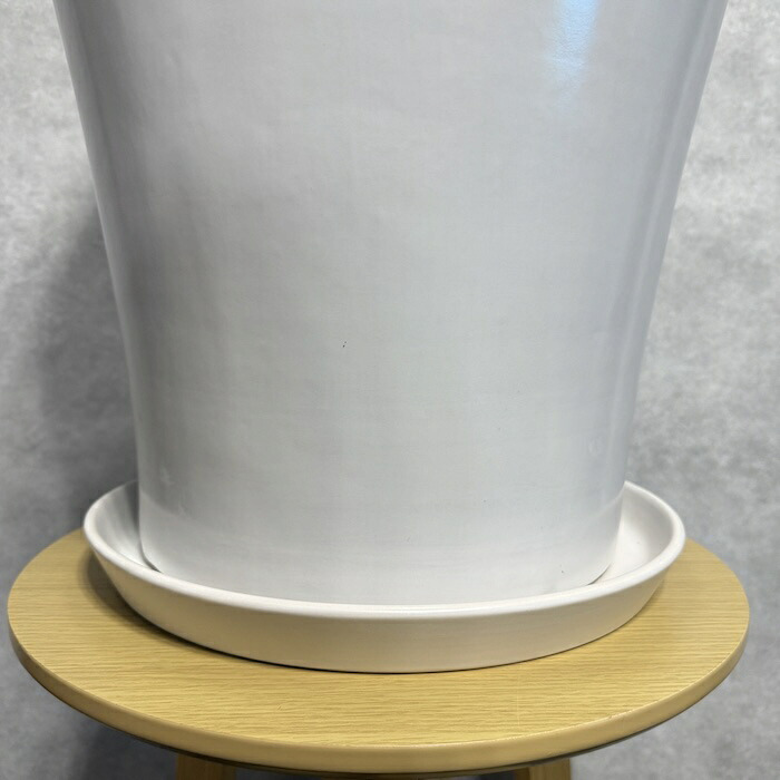 植木鉢 おしゃれ 大型 陶器 13号 受け皿付き セット KONTON コントン WYモダン マット釉 白 ホワイト L 直径40cm 底穴あり 室内 観葉植物 丸型 ラウンド 広口 モダン ナチュラル インテリア リビング オフィス 店舗 ホテル 半磁器 セラミック 焼き物 フロアポット WY-15MW13P