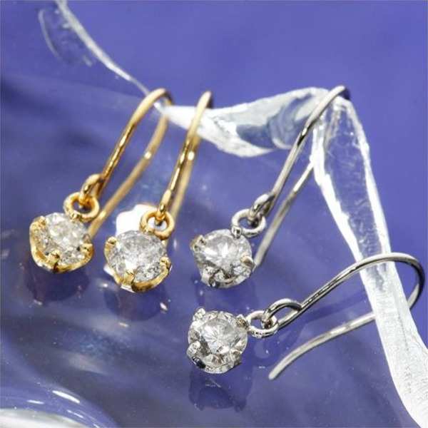 ダイヤモンドピアス 18金 K18 イエローゴールド 0.2ct フックピアス レディース ジュエリー アクセサリー 天然石 揺れるピアス ギフト プレゼント 記念日 誕生日