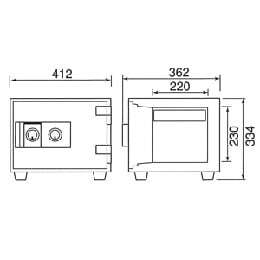 ダイヤセーフ 家庭用耐火金庫 2キータイプ A4 DW30-1 容量17L
