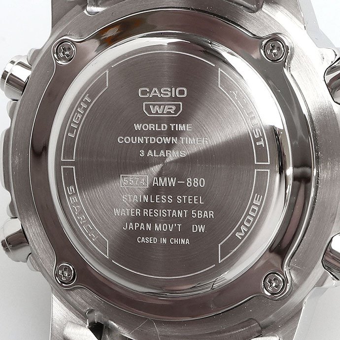 CASIO 腕時計 カシオ チープカシオ チプカシ ワールドタイム アナデジ クオーツ メンズ 腕時計 AMW-880D-3AV ダークグリーン メタルバンド 海外モデル [並行輸入品]