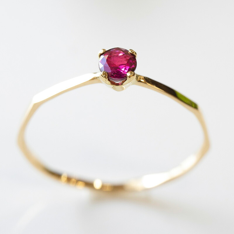 当店厳選 ルビー Ruby Fine Ring 18金 K18 リング 指輪 ルビー 極細リング 華奢リング 細リング ピンキーリング 18金リング ルビーリング 地金リング 誕生日 プレゼント ギフト