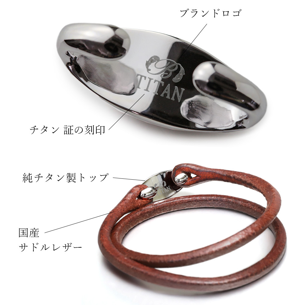 金属アレルギー対応 ブレスレット ハワイアンジュエリー 誕生石 二重巻き レザー 革 色選べる 純チタン 国産サドルレザー BY THE SEA バイザシー メンズ レディース 誕生日 プレゼント 【品番：TIBL103】