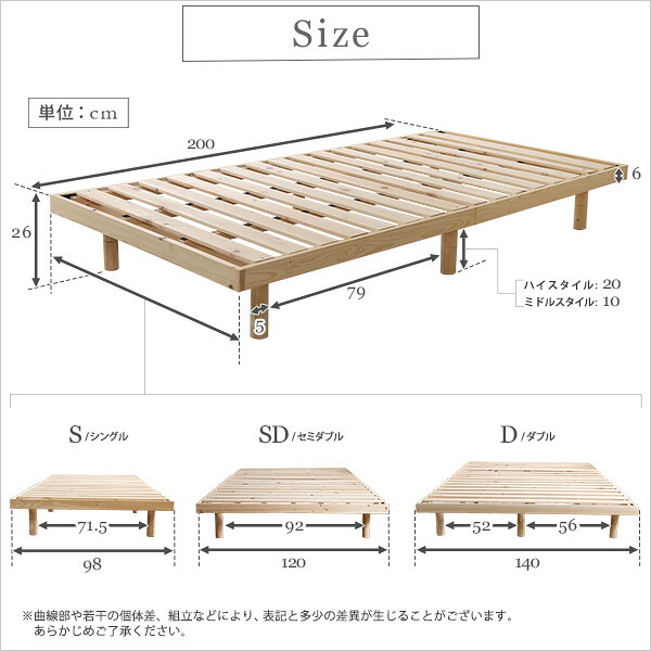 ベッド 寝具 すのこ 耐荷重200kg ひのき 檜 天然木 シングル 脚付き 高さ調節 無垢材 抗菌 防虫 ロー フロア 頑丈 組み立て簡単 低ホルム 角丸 代引不可 送料無料