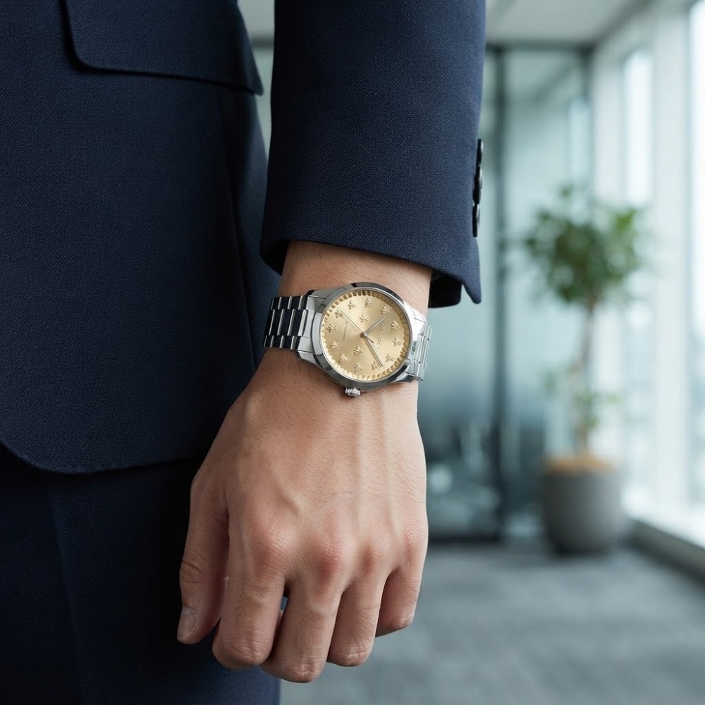 グッチ 腕時計 メンズ レディース Gタイムレス 1本限り 自動巻き 38mm ゴールド シルバー 蜂 ビー GUCCI G-Timeless ユニセックス プレゼント ギフト 成人 卒業 入学