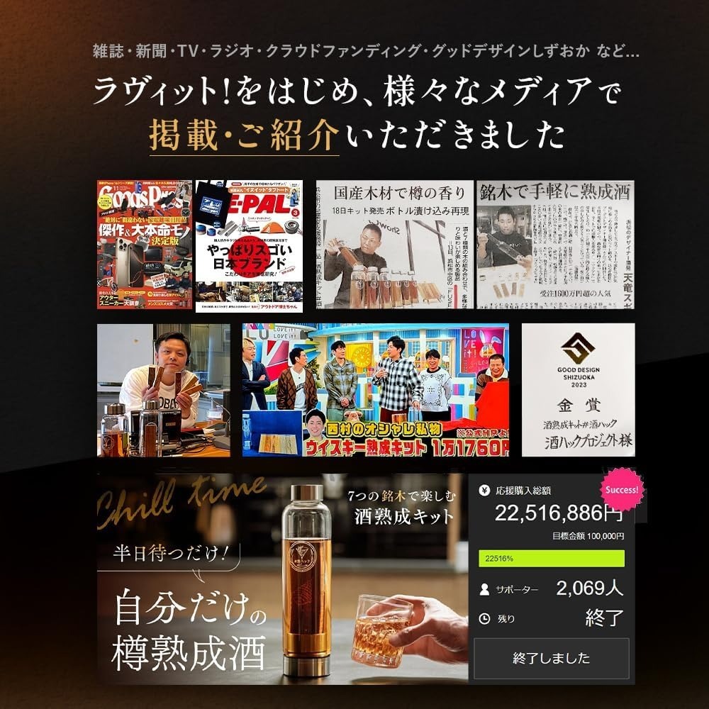 お酒好きへ 酒ハック 人気セット ギフトラッピング ヒノキ ミズナラ カエデ ウイスキー熟成体験 男性 プレゼント 父の日 誕生日 退職祝い 還暦祝い 専用ボトル付き 酒器・バー・ワイングッズ 