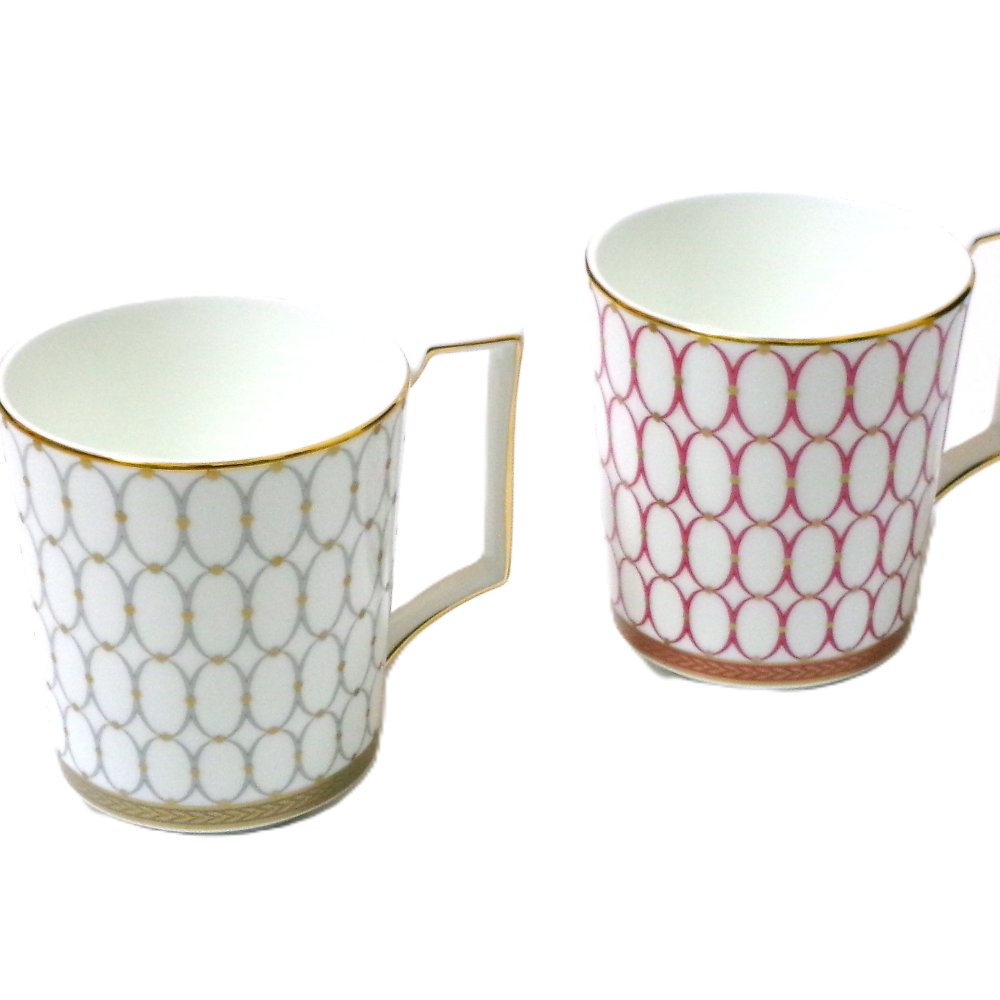 ウエッジウッドWEDGWOOD ルネッサンス グレー, ピンク マグカップ　ペア 0.3L 【御結婚御祝・内祝・新築御祝・還暦御祝・御礼・寿・ギフト包装可能】