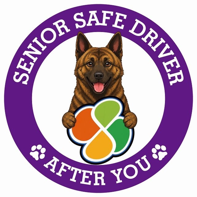 カーサイン 高齢者マーク SENIOR SAFE DRIVER 琉球犬 ステッカー シール 直径13cm 肉球 日本製 車