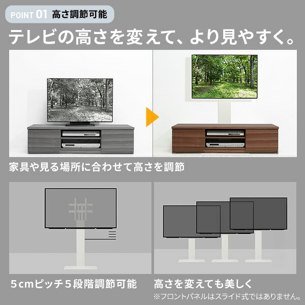 WALLインテリアテレビスタンド テレビ台用スタンド 32～65v対応 壁寄せテレビ台 TVスタンド 背面収納 コード収納 ホワイト 白 震度7耐震試験済み 新生活