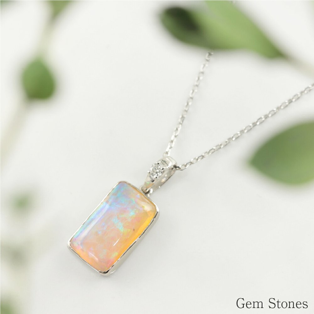 オパール ネックレス 1.376ct ダイヤモンド プラチナ Pt900 ペンダント シンプル エレガント 上品 レディース 宝石 ダイヤ 一粒 一石 ジュエリー 10月 誕生石 プレゼント